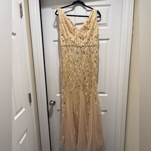 Ever Pretty Champagne and Gold Embellished Dress